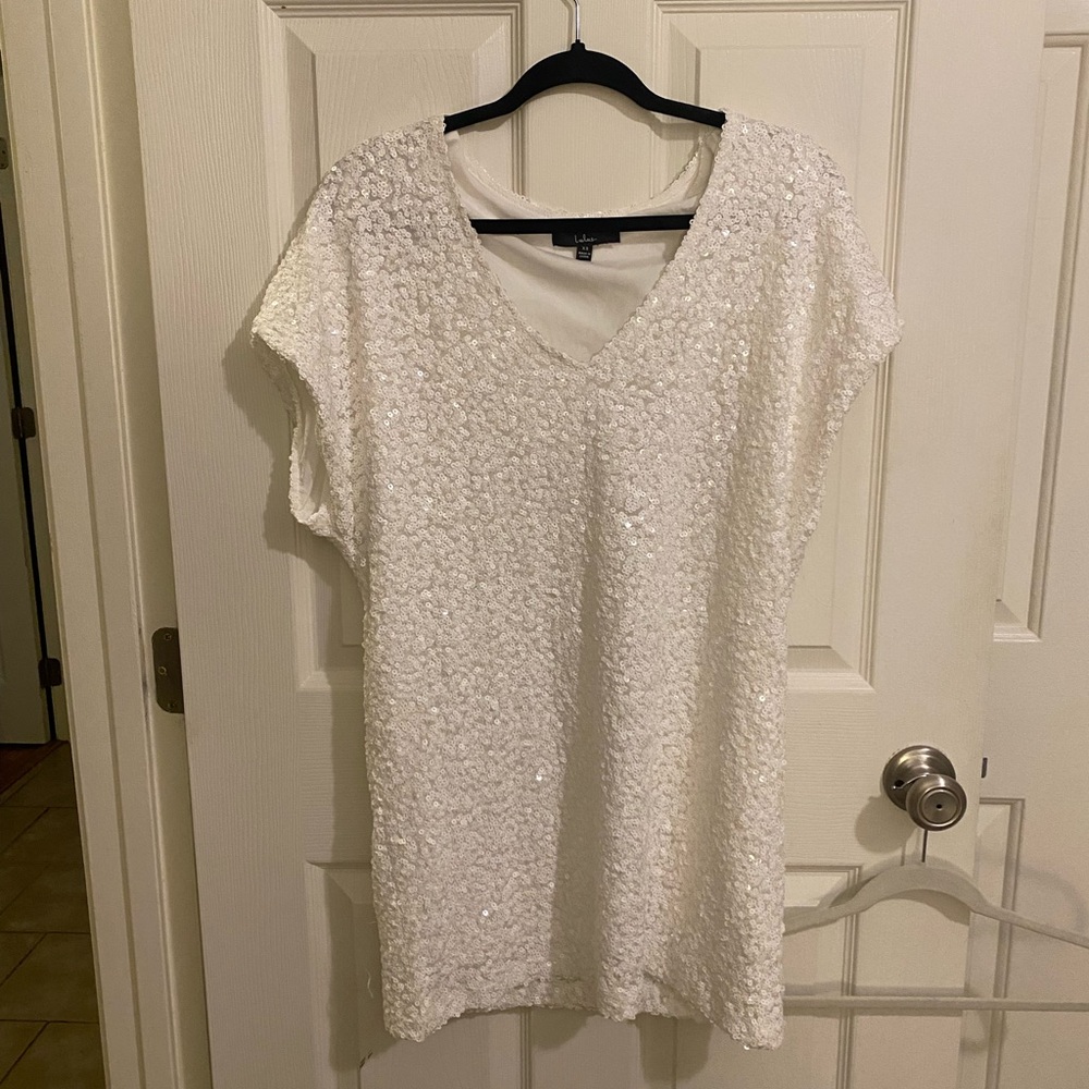 Lulu's White Sequin Mini Dress